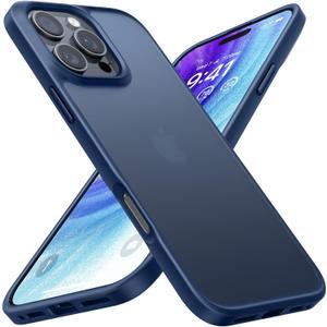 TORRAS Guardian Shockproof for iPhone 16 Pro Case, [4X Military-Grade Test Protection] Anti-Scratch DIY-Buttons Slim Thin Translucent Matte Hard Back Case for iPhone 16 Pro, Navy Blue
