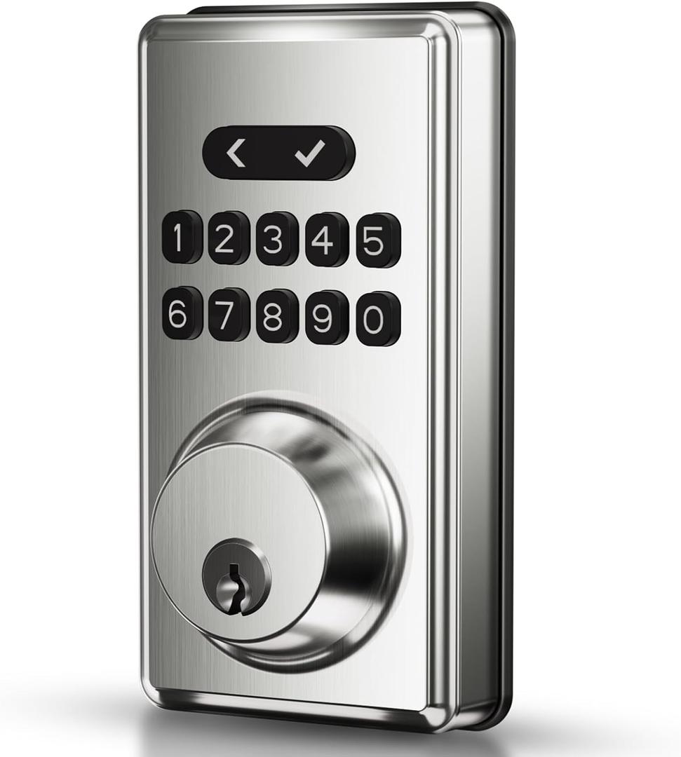 Keyless Entry Door Lock Deadbolt with Keypad, Digital Smart Locks with Code, Auto Lock, Anti-Peeking Password, Easy Installation, Satin Nickel