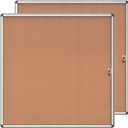 Mifuro 2 Pack 38"x38" Enclosed Bulletin Board, Lockable Weather-Resistant Aluminum Cork Noticeboard for School & Office, Silver Frame w/Cork