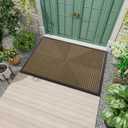 Arotive Front Door Mat Indoor Outdoor Entrance, Heavy Duty Non-Slip Rubber Doormats, Low Profile, Easy Clean, Dirt Trapper Entryway Floor Mats for Outside, Garages and Patios, 29.5x17, Light Brown