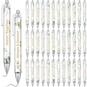 Engrowtic 36 Pcs Wedding Pens Bridal Shower Black Ballpoint Pens Retractable Bachelorette Black with Quotes for Guest Wedding Bridal Shower Favors Book Proposal Bachelor Party Gifts Office