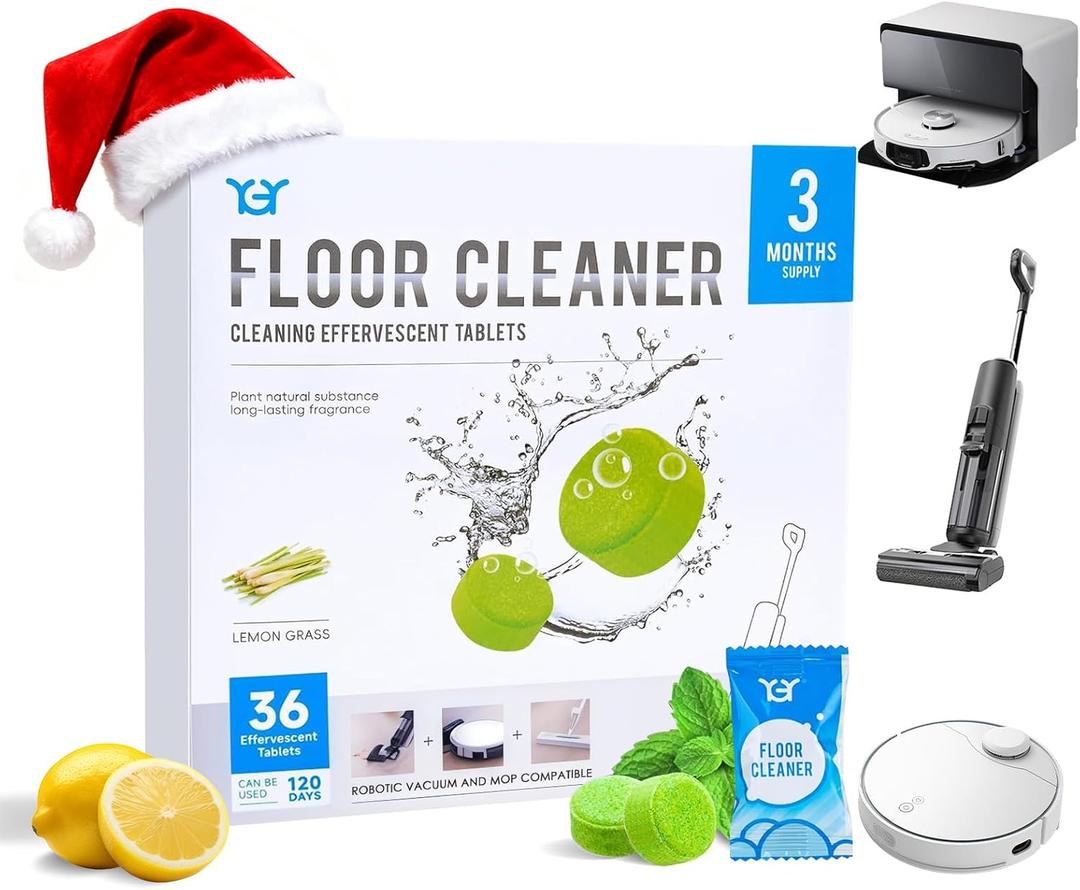 YGY 36 Pack Lemongrass Scent Floor Cleaning Tablets, Compatiable with Tineco iFLOOR, Floor One S3/S5/S6/S7 Wet Dry Vacuum MopDeep Clean & DeodorizeClean Machine,Individually Wrapped