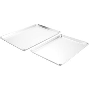 Nordic Ware Naturals Extra Large and Half Sheet Set - USA Made Aluminum Commercial Quality Sheet Pan for Baking or Roasting, Encapsulated Galvanized Steel Rim Prevents Warping, Big Sheet + Half Sheet