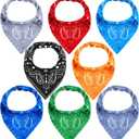 Jiuguva 8 Pack Adults Drool Bandana Bibs Paisley Large Soft Neutral Bibs Absorbent Bandana Set for Special Needs Men Women Elderly 8 Colors