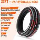 33FT 1/4" Hydraulic Hose with 16PCS Hydraulic Hose Fittings (JIC Female & NPTF Male & JIC Female 90 Elbow), 10150 PSI Working Pressure, SAE 100 R2AT 2-Wire Braided Hydraulic Tube