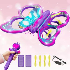 4DRC V40 RC Planes, Remote Control Butterfly, Drone with LED Lights, RC Quadcopter for Kids,3D Flip, Altitude Hold, Flying Airplane Toys for Beginners, Boys & Girls, 2 Battery