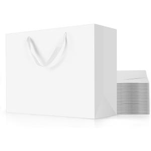 MOXARYSU White Gift Bags With Handles: 16x6x12 Inch 24pcs Extra Large White Paper Gags Bulk For Party Shopping Birthday Wedding