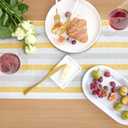 2 x Solino Home Linen Striped Table Runner 60 Inches - Sorrento Stripe, 100% Pure Linen Yellow and Grey Small Table Runner 14 x 60 Inch Ideal for Dresser and Coffee Tables, Spring, Summer, Mothers Day