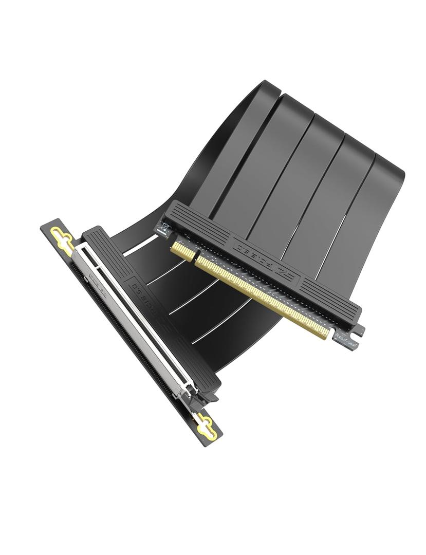 EZDIY-FAB PCIE 5.0 Riser Cable, Ultra-Flexible 128GB/s Bandwidth GPU Extension, Vertical GPU Mount for RTX 5090 4090 & RX 9000, Backwards Compatible PCIE 4.0/3.0,Right Angle-30cm,Black