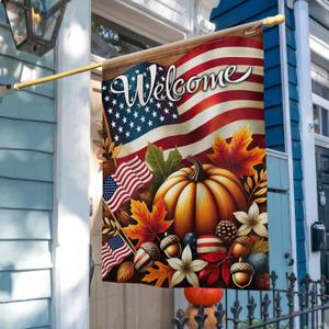 FLAGWIX American Pumpkin Flag - House American Flags for Outside 29.5" x 39.5" - Fall Gifts for Women Men, Fall Decorations for Home, Thanksgiving Decorations for Garden Home Decor