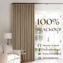 Light Brown Blackout Linen Curtains 108 Inches Long for Bedroom Pinch Pleated Black Out Curtains Lined 2 Layers Memory Shape Noise Reducing Rustic Farmhouse Living Room Darkening Window Drapes