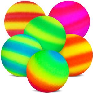 Hooqict 6 Pack 8.5 Inch Playground Balls with Hand Pump and 6 Portable Ball Net Bags Inflatable Sports Balls for Kids Toddlers Kickballs Dodgeball Handballs Recess Balls Indoor Outdoor Games