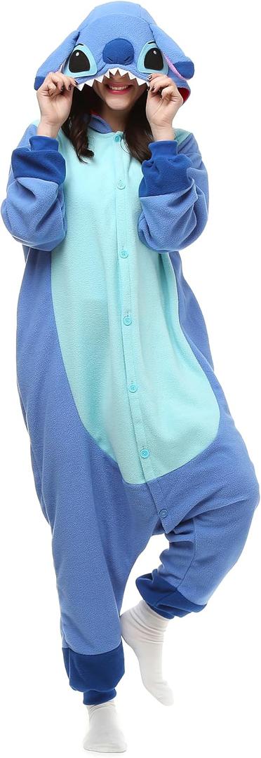 Wishliker Adult Onesie Animal Pajamas Halloween Cosplay Costumes Party Wear Blue (Medium)