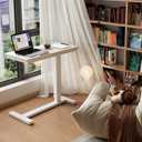 Muwuele Solid Wood Overbed Bedside Table with Wheels, Adjustable Medical Tilt Top Hospital Bed Table Over The Bed, Rolling Laptop Desk, Mobile Standing Desk for Hospital and Home Use (White), 31.4"W x 15.7"D x 27.5" H