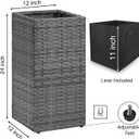 SUNNYPARK 2 Pack Tall Planters for Outdoor Plants Rattan Modern Tall Square Planter Box with Removable Liners Indoor Outdoor Porch Patio Flower Pot (12 x 12 x 24)