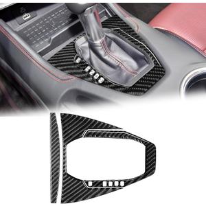 Compatible with 2024 2025 Ford Mustang Carbon Fiber Automatic Gear Shift Panel Frame Cover Sticker Auto Accessories (3PCS Black)