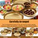 Cluster of 9 Round Serving Bowls, on an Elegant 22-Inch Gold Tray Perfect for Snacks Dips and Appetizers at Parties Weddings and Gatherings, A Decorative Multi-Bowl Platter for Entertaining, 15.75 x 11.81 x 2.36 inches