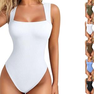 Commencu Bodysuit, Sleeveless Tummy Control Tank Tops Bodysuits, Sexy Bodysuit for Women, Large