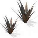 2 PCS Metal Agave Sculpture Decoration, Vintage Country Hand-Painted Sculpture DIY Metal Agave Plant, Home Garden Courtyard Lawn Outdoor Decoration (Serrated Antique Bronze Color), Small