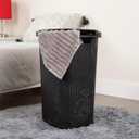 Mind Reader 60L Slim Laundry Hamper, Clothes Basket, Lid, Wicker Design, Plastic, 17.65"L x 13.75"W x 24.15"H, Black, 1 Piece