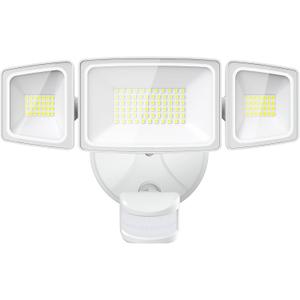 Onforu 65W LED Flood Light Motion Sensor Outdoor, 6500lm Security Light with Three Heads, IP65 Waterproof Exterior Floodlight for Entryways, Stairs, Yard, Garage (White)