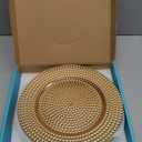 MAONAME 13" Gold Charger Plates Set of 6, Plastic Charger for Dinner Plates, Electroplated Plate Chargers, Hammer Round Chargers for Table Setting, Wedding Decor