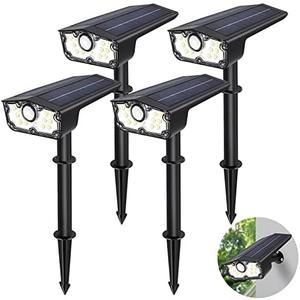 Bright Solar Spot Lights Outdoor Motion Sensor,3 Modes Solar Motion Sensor Outdoor Lights,Waterproof Solar Lights Outdoor,LED Garden Landscape Spotlights for Yard Pathway Driveway Walkway Wall(4Pack)