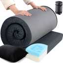 HOMBYS 3 INCH Memory Foam Camping Mattress with Portable Pillow for Outdoor Sleeping, Roll Up Mattress Topper Pad Mat for Travel Truck Bed Tent (Dark Grey)