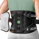 Rakiie Back Brace for Women Men, Integrated Lumbar Support, Breathable Soft Mesh Fabric and 8 Stays All-round Support, Durable Back Support With Lumbar Support Pad for Home & Lifting At Work, Green Size L