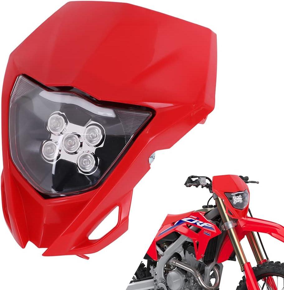 AnXin Dirt Bike LED Headlight,Motorcycle Headlights Kit Universal for CRF250R CRF250F CRF450R CRF250L CRF450L XR650L Most Dirt Pit Bike Supermoto Enduro Motocross Red