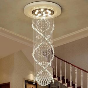 7PM Chandelier for Staircase, Crystal Foyer Chandelier High Ceiling, Modern Raindrop Chandeliers Flush Mount Ceiling Light Fixture for Spiral Staircase, Foyer, Entryway, High Ceiling W25.6 X H 98.4", D26"xH98"