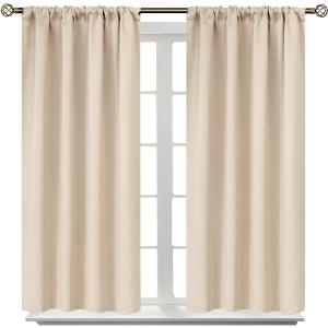 BGment Champagne Blackout Curtains 45 Inches Long for Bedroom Kitchen Window - Room Darkening Drapes Short Length with Rod Pocket for Bathroom Cafe, 2 Panels, 42 x 45 Inch