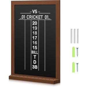 VioraWhite Dart Scoreboard for Cricket and 01 Darts Games Darts Holder Wall Mount Wood Dartboard Accessories for Cricket and 01 Dart Games with Marker (16 x 22", Black)