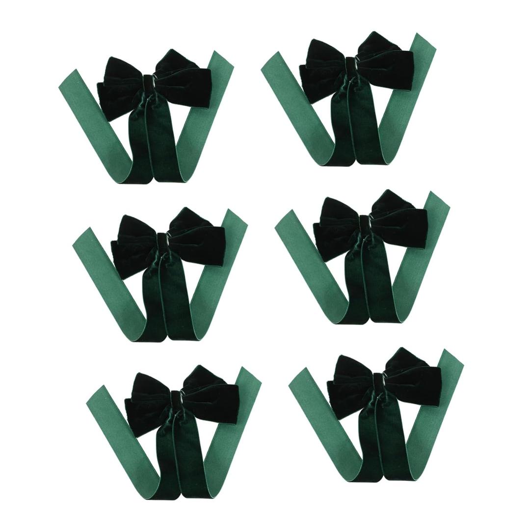 GALPADA 6pcs Velvet Hair Bow Clips for Women Green Duckbill Snap Hairpins Featuring Firm Grip Soft Fabric Ribbon Bows for Daily Wear Parties and Outdoor Events