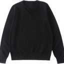 Girls Boys Uniform Basic Sweater Youth Kids Long Sleeve V-Neck Classic Soild Knit Pullover Teen Casual Loose Fit Shirt 120