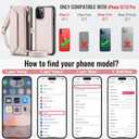 Strapurs for iPhone 12 / iPhone 12 Pro Detachable Wallet Case Compatible with Magsafe, RFID Blocking 9-Card Holder Zipper Strap Lanyard PU Leather Magnetic Phone Case for iPhone 12 6.1", Rose Gold