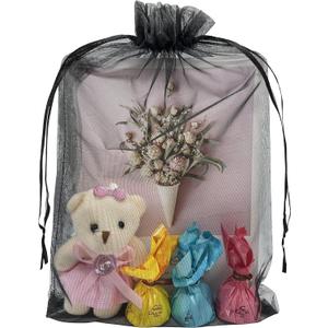 Jexila 50pcs Sheer Black Organza Gift Bags 8X12 inch Large Mesh Bags Drawstring Jewelry Pouch for Wedding Party Favor Halloween Goodie Candy Treat Bags