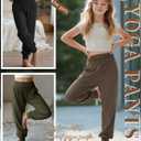 3 Pack Girls' Yoga Pants with Pockets High Waisted Joggers Workout Running Sweatpants Kids Casual Athletic Bottoms (9-10 Years, Black, Army Green, Brown)