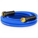 Heavy Duty Garden Hose 10 ft, Non-Expanding Flexible Water Hose, Kink Resistant Lightweight Hybrid Hose, Leakproof Hose Male to Female Fittings (Blue)
