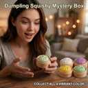 Dumpling Squishies, Giant Dumpling Mystery Box, Colorful Dumplings Stress Balls Fidget Sensory Toy, Stocking Stuffers with Food Steamer Stretchy Desk Toys