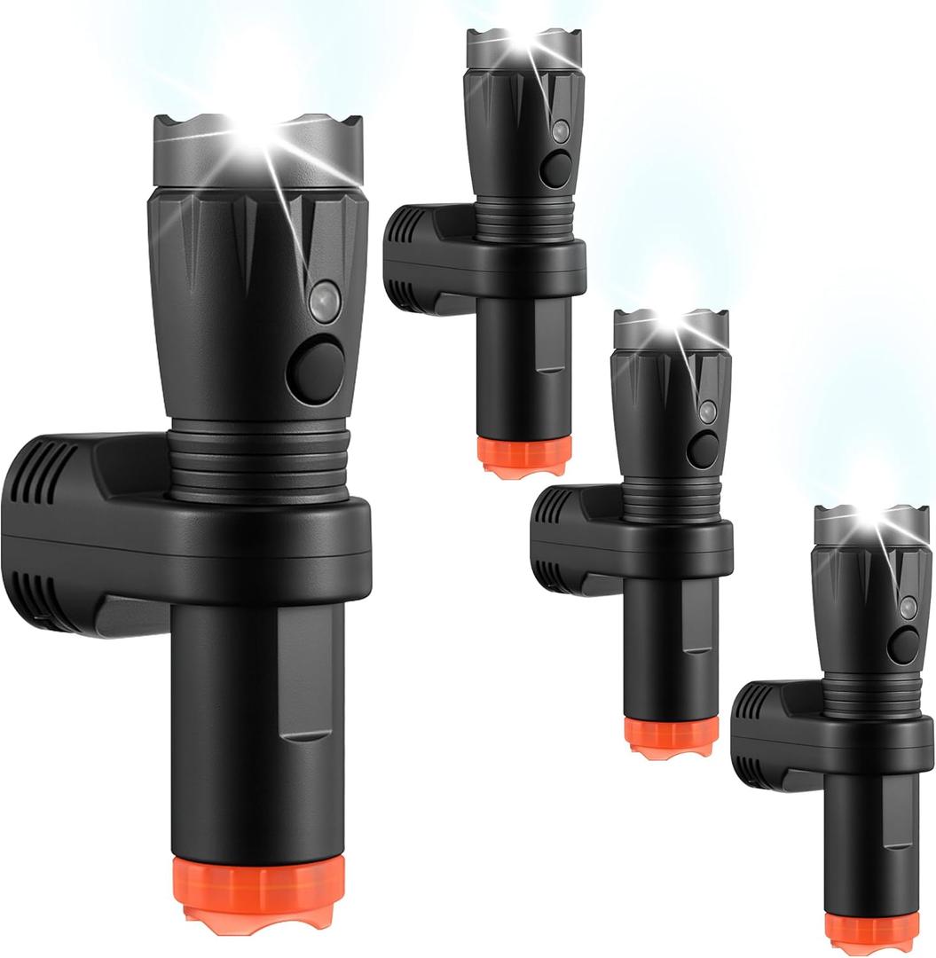 4 in 1 Plug-in Emergency Flashlight Rechargeable LED Night Light with Motion Sensor for Power Outage Home Safety Portable Work Light Removable Torch for Camping and Indoor Use (4 Pack)