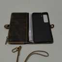 Defencase Compatible with Samsung Galaxy S22 5G Case Wallet with RFID Blocking Card Holder for Women Men, PU Leather Magnetic Snap Flip Zipper Strap Wallet Phone Case Fit for Galaxy S22 6.1", Coffee