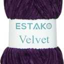 Estako Velvet Chenille Blanket amigurumi Yarn for Crocheting and Knitting Super Bulky 100 gr (132 yds) (1640 - Purple) (Pack of One, 1640 - Purple)