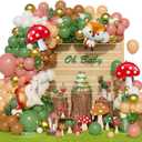 158Pcs Sage Green Pink Gold Woodland Balloon Garland Arch Kit,with Mushroom,Fox,Hedgehog Foil Balloons for Forest Fairy Wild Animal Theme Baby Shower Birthday Spring Garden Tea Party Decorations