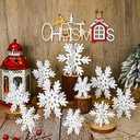 Qunclay 20 Pcs Wooden Snowflake Decorations 3D Snowflake Tabletop Decor Winter Signs and Centerpiece for Winter Wonderland Decorations Xmas Tiered Tray Decor(White)