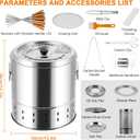 JIAWANSHUN Smokeless Hanging Charcoal Grill Stainless Steel 20 Skewers