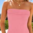 ZESICA Women's 2026 Summer Strapless Bodycon Midi Dress Off Shoulder Sleeveless Side Slit Tube Long Club Party Dresses (Pink, L)