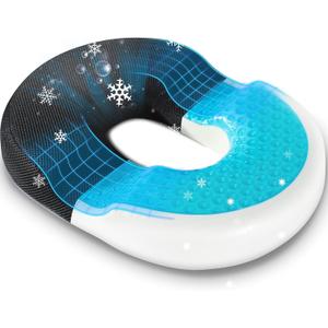 Lumbar Support Pillow for Office Chair Car, Gaming Chair Lower Back Pain Relief Memory Foam Cushion with 3D Mesh Cover Ergonomic Orthopedic Back Rest Cooling Gel Donut Pillow (Cooling Gel Seat Cushion/Black)