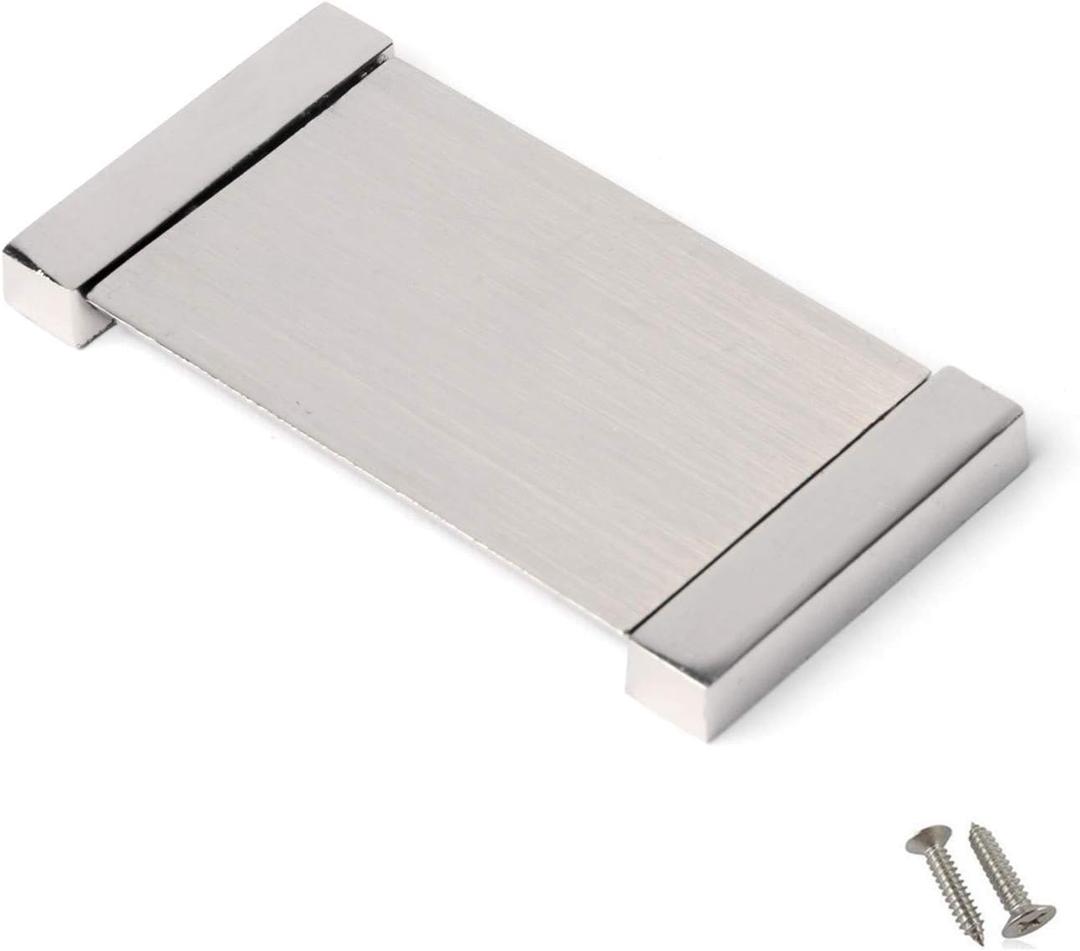 5 Pack - Brushed Nickel Recessed Sliding Door Handle Covered Flush Pull, Rectangle Silver Tone Push Handle, 2.8-Inch Length (Large)
