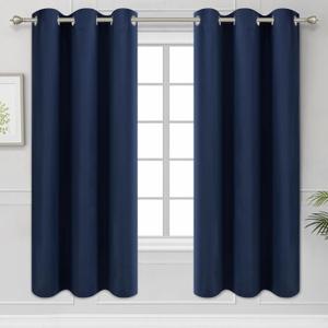 Diraysid Navy Blue Grommet Blackout Curtains for Bedroom Thermal Insulated Room Darkening Curtains Drapes, 42"x 63", 2 Panels